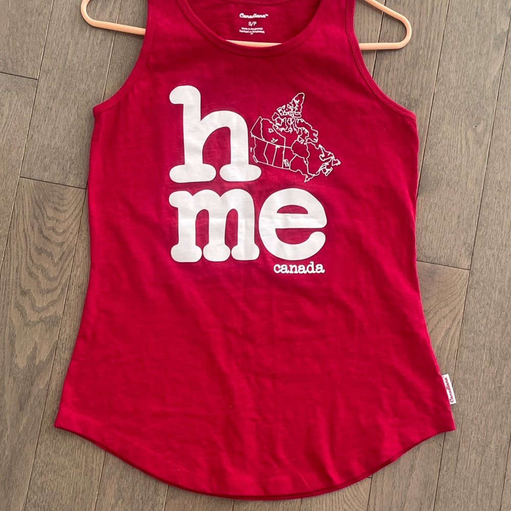 Canada Day Home Red Cotton Tank Top Size Small Unisex